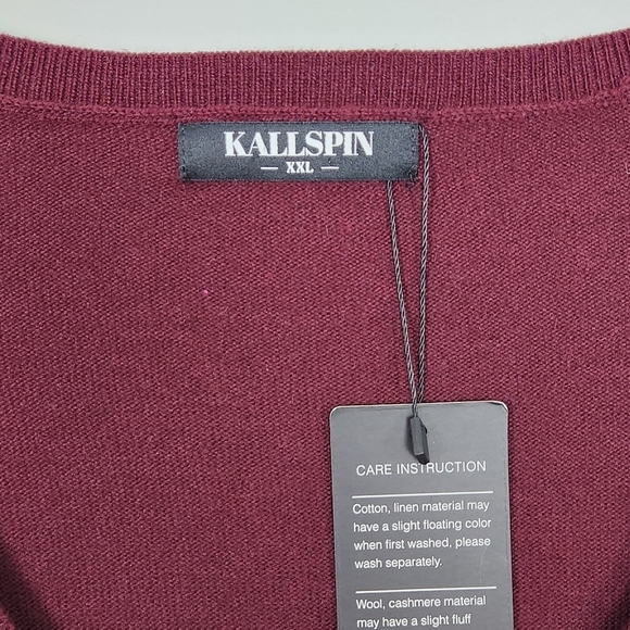NWT Men's Kallspin Luxury Cashmere Blend Relaxed V-Neck Pullover Sweater XXL - Picture 7 of 10